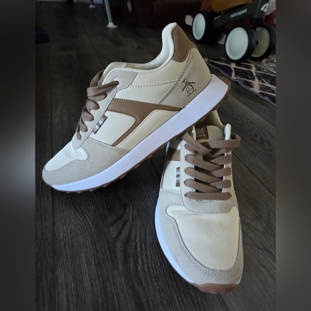 Original Penguin Men's Beige and Brown Sneakers, SIZE 11.5